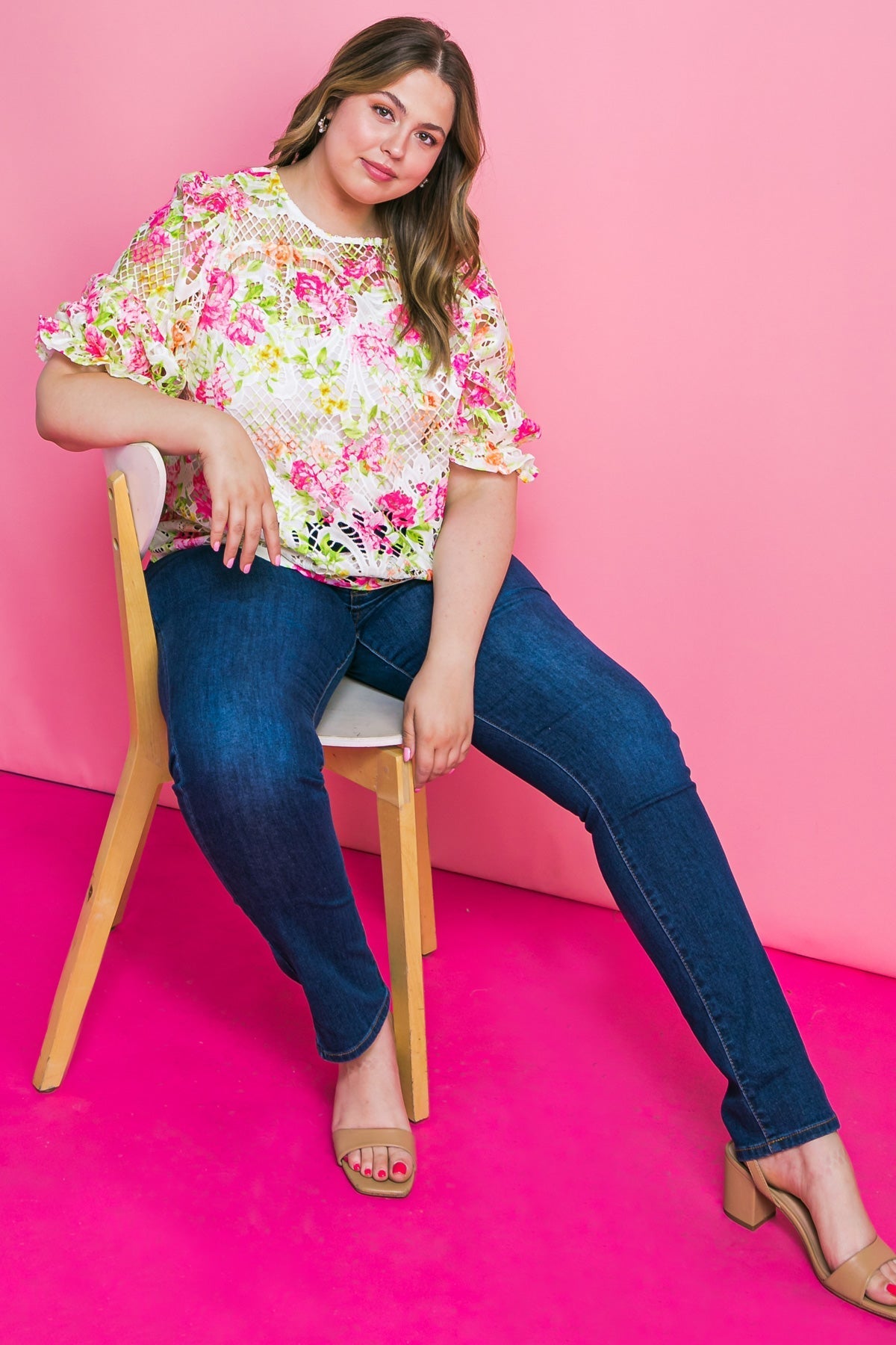 BLISS ME FLORAL WOVEN LACE TOP Flying Tomato